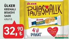 ÜLKER KREMALI BİSKÜVİ SADE 4X61 G